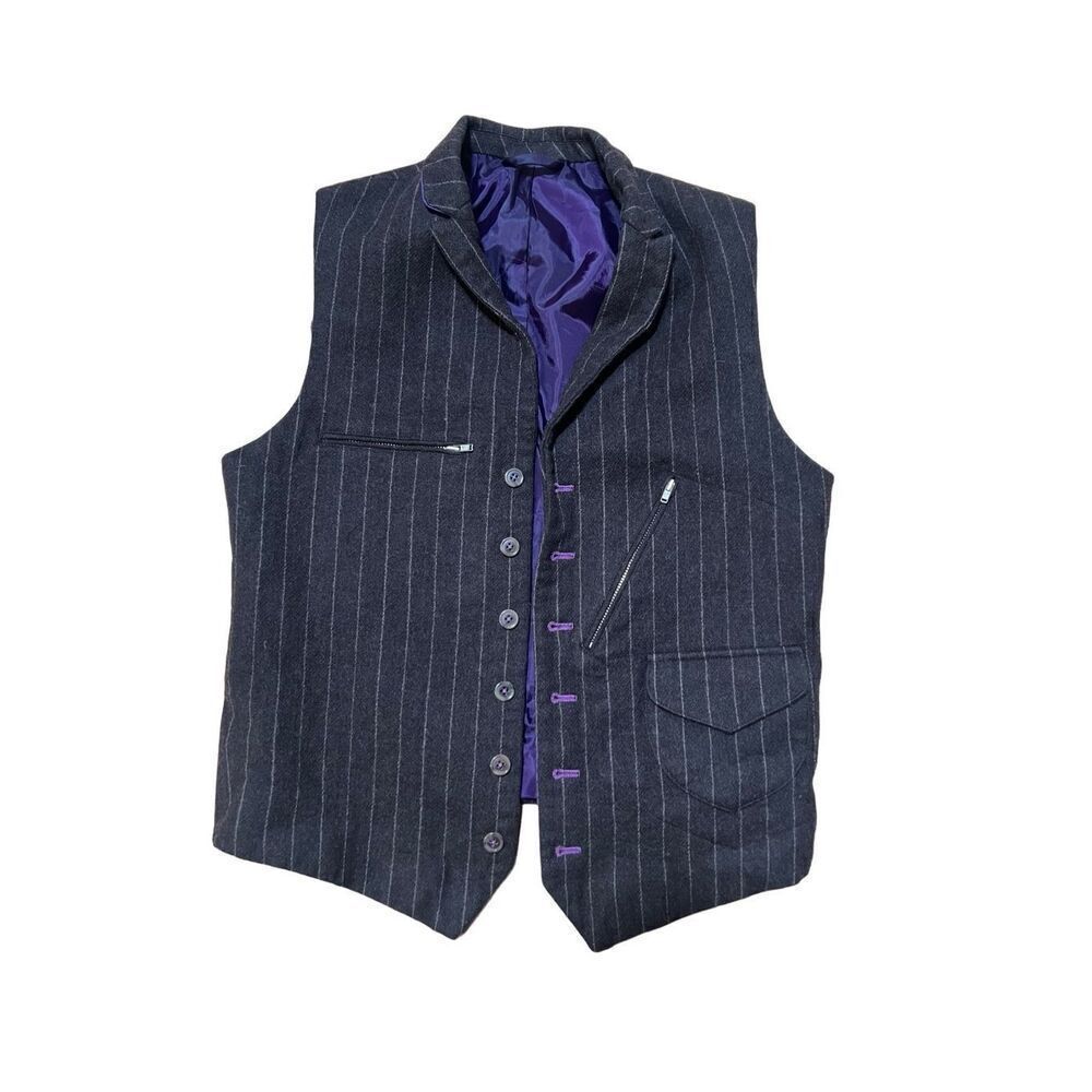 OOAK Al’s Attire North Beach Steam Punk Brown Pinstriped Many Zippers Vest S/M
